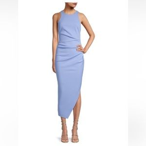 - MISHA: Marjorie Sleeveless Ruched Midi-Dress: Cornflower Blue